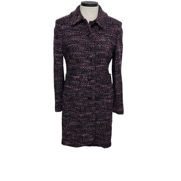 Jones New York Tweed long coat pink and purple size 4 - Picture 1 of 9